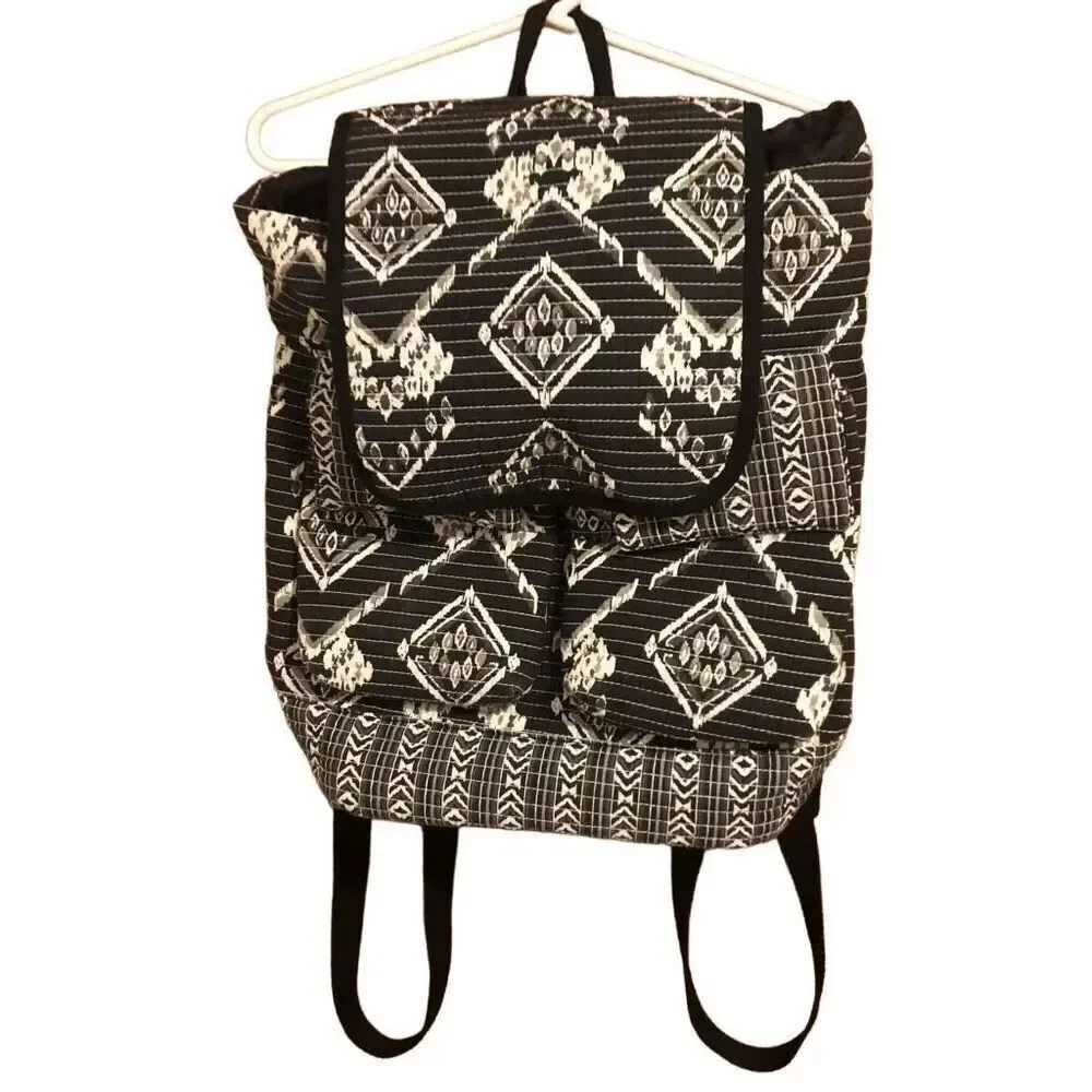 No Boundaries Boho Quilted Backpack Front Snap Pockets Inner Drawstring Closure
